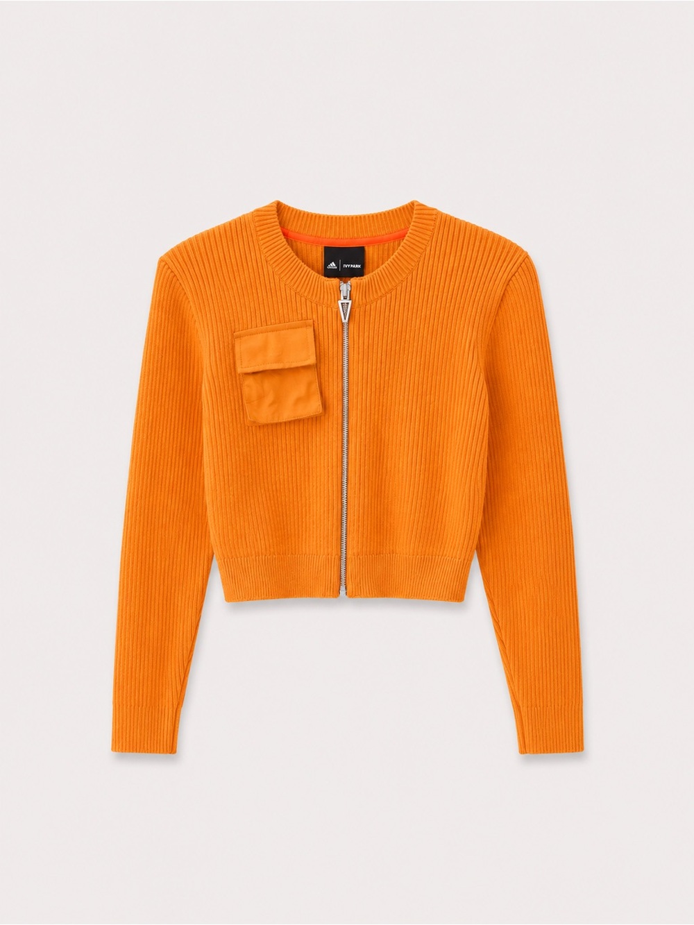 Adidas Free Orange Cropped Zip Rib Sweater